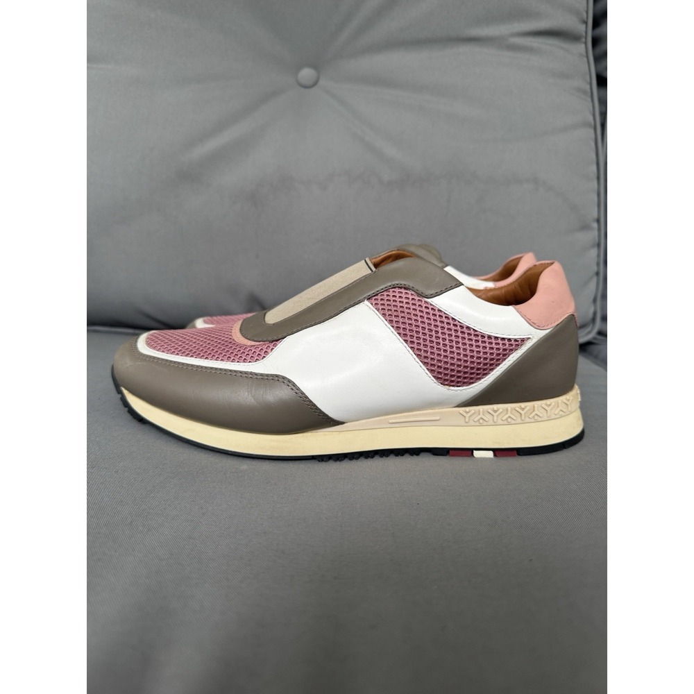 Bally Women's Athletic Slip-On Sneakers Leather Pink White Italy Size 8 Casual